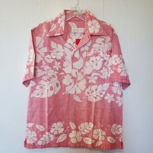 Vintage McInerny Shirt Size X-Large Red Hawaiian Floral Tropical Reverse Print